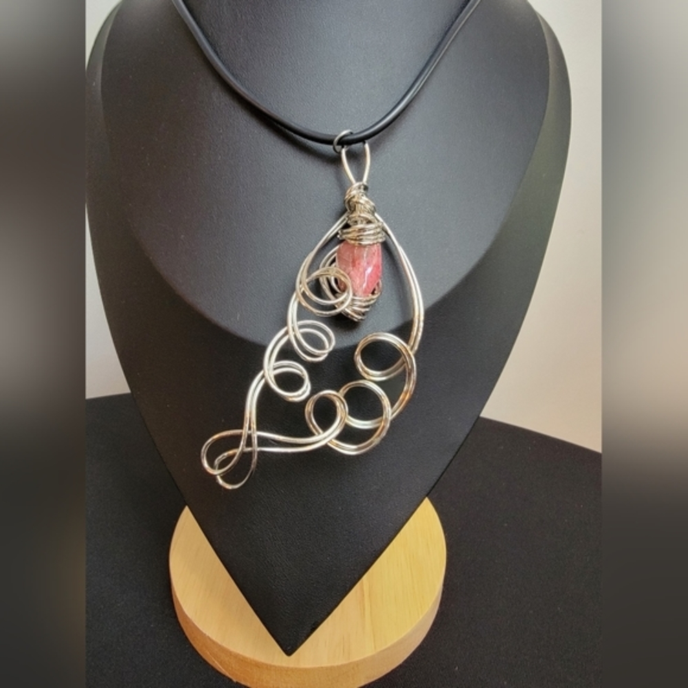 Vintage Handmade Artisan Wire Wrapped‎ Caged Necklace Pendant Bib Choker - Picture 2 of 7